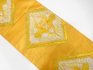 アンティーク　菱に向かい鶴・青海波模様織り出し袋帯（材料）